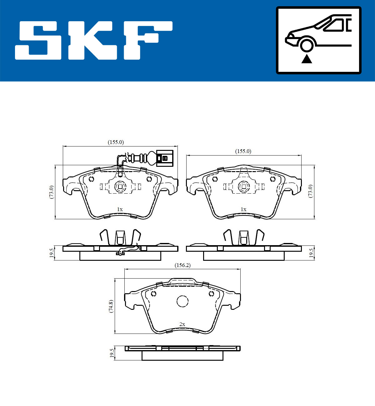 Set placute frana,frana disc VKBP 80042 E SKF